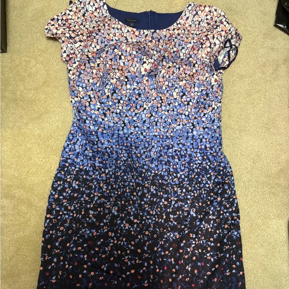 Talbots Blue Gradient Floral Midi Dress